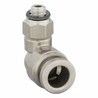 SMC Push-Fit Elbow Fitting: 1/4 in OD x 1/4 in OD Size, Push-to-Connect x MUNF, Stainless Steel (MPN KQG2L07-32)