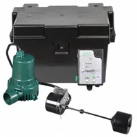 ZOELLER Battery Backup Sump Pump: 12V DC, Piggyback Vertical Float, 14.5 ft Max. Head, Plastic, Male (MPN 507-0005)