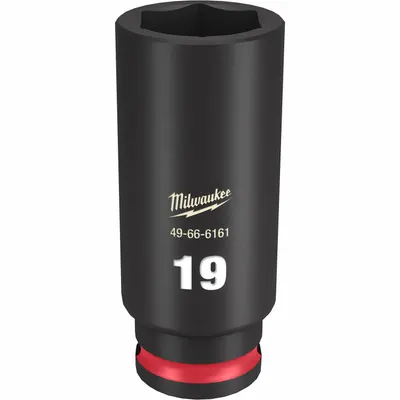 MILWAUKEE Deep Impact Socket: 3/8 in Drive Size, Metric, 19 mm Socket Size, 6-Point - 3/8" Drive Impact Sockets