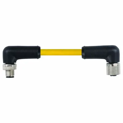 MURRELEKTRONIK Cordset: M12 Male Right Angle X M12 Female Straight, 5 Pins, Yellow, TPE - Double-Ended Cordsets with TPE Jacket for Heaviest-Duty Applications