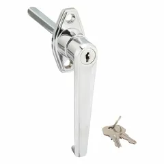 Keyed locking L-handle for securing access panels, cabinets, and enclosures on industrial equipment. Provides a reliable locking mechanism for maintenance and operational access in manufacturing, processing, and utility applications.