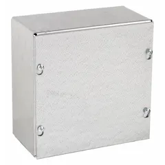WIEGMANN SC303008GNK is a NEMA 1 steel indoor enclosure with a solid screw-on cover, constructed from galvanized steel. It measures 30 x 30 x 8 inches and is designed to house electrical controls, terminals, and instruments in dry indoor locations. The enclosure provides basic protection against dust and incidental contact, suitable for industrial panels, junction boxes, and distribution equipment. Knockouts are not included.