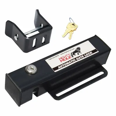 MIGHTY MULE Automatic Gate Lock: For Use With Auto Gate Openers, Black, Lock - Locks for Gate Operators