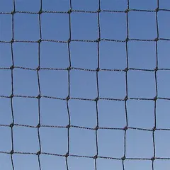 Heavy-duty bird control netting made of black polyethylene, providing 1,875 sq ft of coverage area. Flame-resistant for added safety. Used for physical exclusion of birds from structures such as buildings, warehouses, and agricultural facilities.