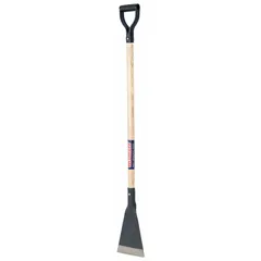 This ice chopper and scraper features a steel beveled edge for breaking through ice on walkways, driveways, and other outdoor surfaces. The 7-inch blade width and 39-inch straight wooden handle provide leverage for heavy-duty removal. Weighing 5 lb, it is suited for clearing ice from pavements and similar areas.