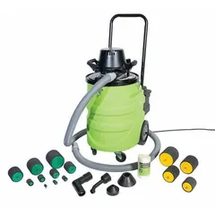 This vacuum and blower fishing system is designed for pulling or pushing lines through electrical conduit. It accommodates conduit sizes from 1/2 inch to 4 inches and includes a 10-foot hose. Suitable for use in commercial and industrial wiring projects.