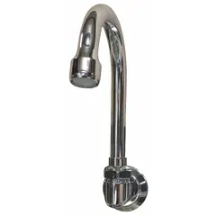 This gooseneck spout is made of chrome-plated brass with a swivel design and includes an aerator. It has a 2 gpm flow rate and NPT connection. Suitable for use in commercial or institutional lavatory sinks, laboratories, and light industrial settings.