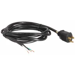 This power cord features a 5-15P plug and a bare wire receptacle, rated for 13 A current. The SJT cable has a PVC jacket, suitable for general electrical connectivity in equipment requiring a bare wire termination.