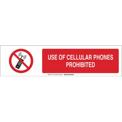 BRADY Sign Slider Insert: Use Of Cellular Phones Prohibited, Polystyrene, White - Use Of Cellular Phones Prohibited Sign Slider Message Inserts