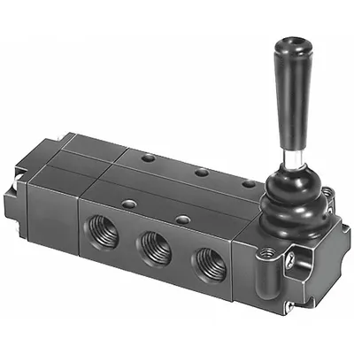 Parker Manual Air Control Valve: DirectAir 4, Four-Way / Three-Position, Lever - Parker Directair 4 Series Manual Air Control Valves