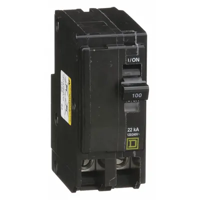 SQUARE D Miniature Circuit Breaker: 100 A, 120/240V AC, Single Phase, 22kA at 120/240V AC - QO Series, Plug-In Square D Miniature Circuit Breakers