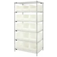 QUANTUM STORAGE SYSTEMS Bin Shelving: 36 in x 24 in x 74 in, 1 Sided, 15 Bins, Open, Clear (MPN WR6-953CL)