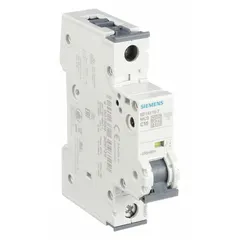 This 1-pole supplementary protector features a C-curve trip characteristic for overload and short-circuit protection. Rated 15A with 10kA interrupting capacity at 230/400V AC and 72V DC, it uses screw clamp terminals for secure wiring. Suitable for DIN rail mounting in branch circuit and equipment protection applications.