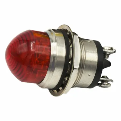 DIALIGHT Panel Indicator Light: 25 mm Panel Mounting Hole Dia, LED, Red, Protruding Head - LED Indicator Pilot Lights