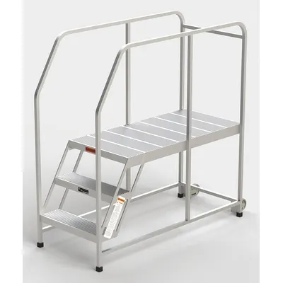 EGA Mobile Work Platform: 2.5 ft Platform Ht - Max, 24 in x 49 in, Aluminum - Lightweight Tilt-&-Move Rolling Single-Access Platforms
