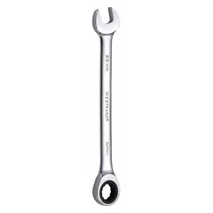 This metric 12-point ratcheting combination wrench features a 25 mm head size and 13-inch overall length. Constructed from alloy steel with a chrome finish, it has a standard rounded design. Suitable for general fastening tasks in automotive, machinery, and industrial settings.
