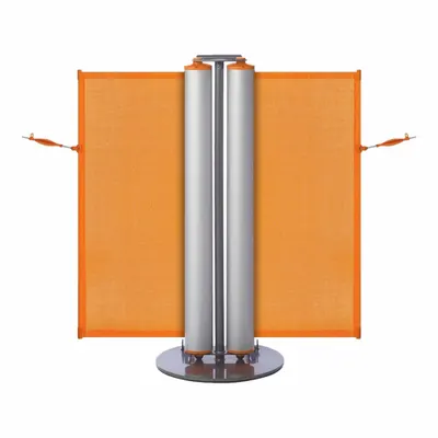 MODUS Dual Mobile Stand: 40 in Post Ht, 13 1/2 ft Belt Lg, Orange, 1 No. of Posts - Retractable Belt Barrier Systems