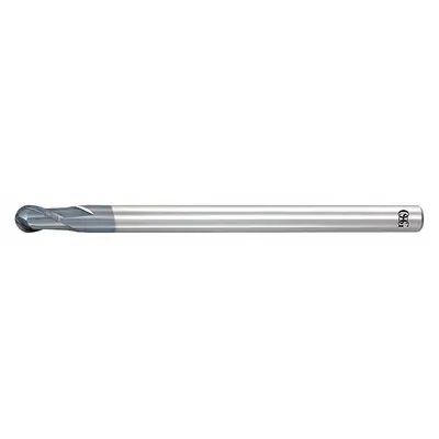 OSG Ball End Mill: Carbide, WXL Coated, 2 Flute, 0.5 mm Mill Dia, 1.1 mm LOC - Carbide Ball End Mills for Hardened Materials