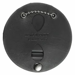 Black leather badge holder measuring 3-1/4 in. Designed to securely display ID badges, access cards, or credentials in industrial, corporate, or facility settings.