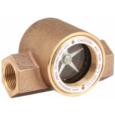 Dwyer Window Sight Flow Indicator with Impeller: Rotor, Bronze, 2 in FNPT - Flow Sights with Indicator