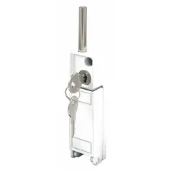 This sliding door lock from PRIME-LINE measures 4 3/4 inches in height and 1 inch in width. It is designed to secure sliding doors in commercial and industrial settings, helping to prevent unauthorized access and keep doors firmly closed.