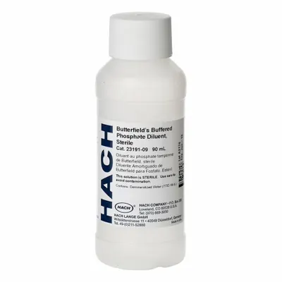 HACH Butterfield's Buffered Phosphate: 90 mL Volume, Liquid, Bottle, Buffer - pH Buffers