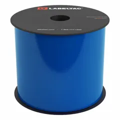 Continuous vinyl label roll for use with LabelTac 4 printers. Blue gloss finish rated for indoor and outdoor applications. Suitable for pipe marking, safety signs, and equipment identification.