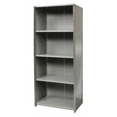 HALLOWELL Metal Shelving: Standalone, Medium-Duty, 48 in x 12 in, 84 in Overall Ht - Medium-Duty Standalone Closed Metal Shelving