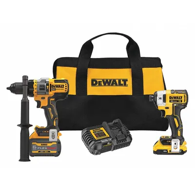 DEWALT Cordless Tool Combination Kit: 2 Tools, Hammer Drill/Impact Driver, 20 V DC Volt - DEWALT 20V Cordless Tool Combination Kits