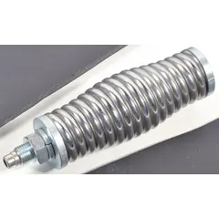 Metal screw-in mounting for warning whips, 1 1/2 in height. Includes jam nut and lock washer for secure attachment. Used on fleet vehicles to mount warning whips for increased visibility.