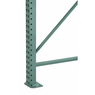 STEEL KING Seismic Upright Frame: Teardrop, 10 ft Overall Ht, 42 in x 3 in, Green - Steel King Impact-Resistant Teardrop Pallet Rack Uprights