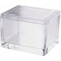 Glass staining dish with cover, designed for 20 microscope slides. Suitable for manual or automated staining procedures in histology and microbiology laboratories. Dimensions: 91 mm height, 71 mm width, 60 mm depth.