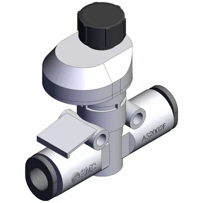 SMC Speed Controller: In-Line Fitting, Screw, 1/8 in Valve Body Size - In-Line Speed Control Valves