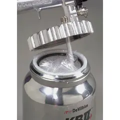 Spray gun cup liner kit includes 20 lids, 20 liners, and 3 cup O-rings. Designed for use with spray gun model KB-555. Used to line spray gun cups for clean paint changes and reduced cleanup.