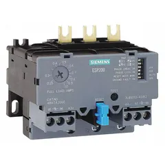 IEC electronic overload relay with three poles, frame size A, and adjustable current range of 0.75 A to 3.4 A. Features one normally open and one normally closed auxiliary contact, screw terminals, and a maximum voltage rating of 690V AC. Used for motor overload and phase loss protection in industrial control applications.