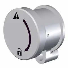 Mechanical release actuator for door-bolt safety applications. Compatible with RFID actuator technology. Provides manual unlocking function for emergency egress or maintenance access. Used in industrial safety interlock systems to mechanically release a door bolt when power is unavailable.
