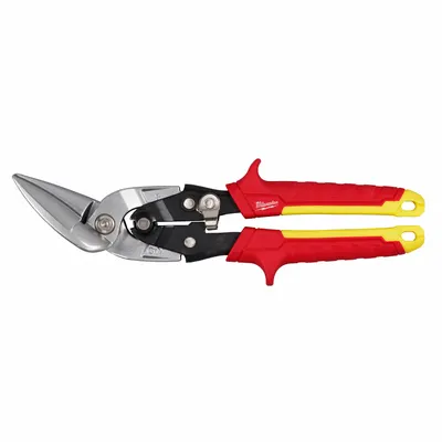 MILWAUKEE Aviation Snip: Straight, 10 in Overall Lg, 2 in Cutting Lg, Steel, TPR - Aviation Snips