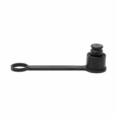 Molded rubber hydraulic hose cap designed to seal and protect hose ends from contamination and damage. Fits standard 3/8 in fittings. Used in fluid power systems, maintenance shops, and industrial hydraulic applications.