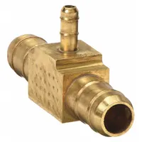 PARKER Barbed Tee: 1/4 in ID x 1/4 in ID x 3/32 in ID Size, Barbed x Barbed x Barbed, Brass, Rigid (MPN 224-6-6-5/32)