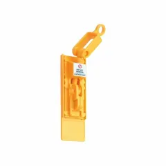 ZING Fuse Lockout (MPN 7830) is an ABS lockout device for fuse-type circuit breakers. It accommodates one padlock with a maximum shackle diameter of 1/4 in. Dimensions are 3.75 in x 3 in x 2 in. Used to isolate electrical circuits during maintenance for lockout/tagout procedures.
