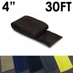 This black nylon cable floor cover measures 4 inches in width and 30 feet in length. It uses a hook-and-loop closure for quick installation and removal. Suitable for managing cables across walkways or work areas to reduce trip hazards and protect cables.