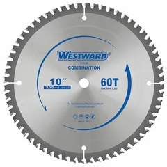 This 10-inch circular saw blade features 60 teeth and a combo tooth design suitable for both ripping and crosscutting in wood materials. With a 0.07-inch cut width and 5/8-inch arbor, it fits standard handheld and table saws for general woodworking tasks.