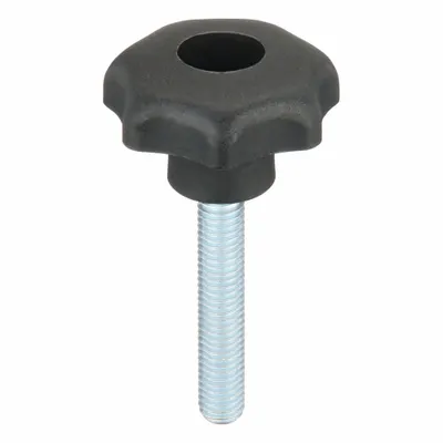 KIPP Hand Knob: 7 Point, Plastic w/ Steel Thread, M8 Thread, 45 mm Thread Lg - 7-Arm Knobs with Threaded Stud