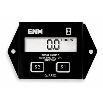 ENM Hour Meter: Hour Meters, Front Panel Mounting, Digital, 1 7/8 in x 2 7/8 in