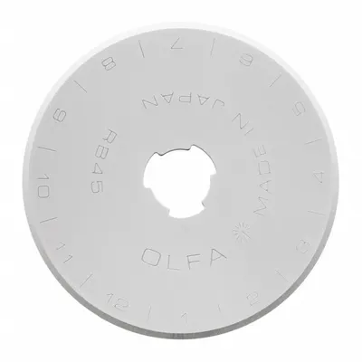 OLFA Rotary Cutter Blade: Straight, 45 mm Blade Dia, Tungsten, 0.3 mm Blade Thick - Rotary Cutter Blades