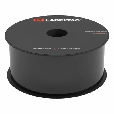CREATIVE SAFETY SUPPLY LabelTac Pro Model Magnetic Supply: 2 in x 25 ft, Vinyl, Black (Gloss) - LabelTac Thermal Transfer Continuous Label Rolls