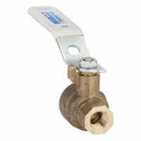 This NIBCO manual two-way ball valve is made of bronze with a full port design for minimal flow restriction. It features 1/4 inch female NPT (FNPT) connections on both ends and a lever handle for straightforward on/off control. Suitable for use in plumbing, HVAC, and process systems requiring corrosion resistance
