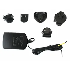 This black plastic power supply is designed for use with VoIP telephones. It provides power to compatible communication devices in industrial or commercial settings. The unit is categorized as a phone accessory power supply.