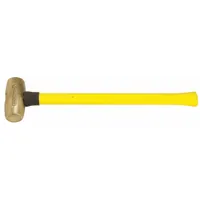 Brass Mallet: Fiberglass Handle, Textured Grip, 5 lb Head Wt, 2 in Dia, 3 1/4 in Head Lg (MPN AM5BRFG)