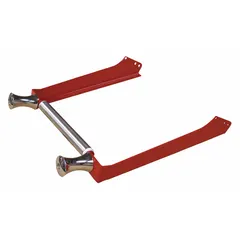 This 3-way top roller guide assembly is constructed with stainless steel and steel components featuring a red finish. Designed for use with hose reels having a 6-inch reel width, it guides hose smoothly during payout and rewinding operations.